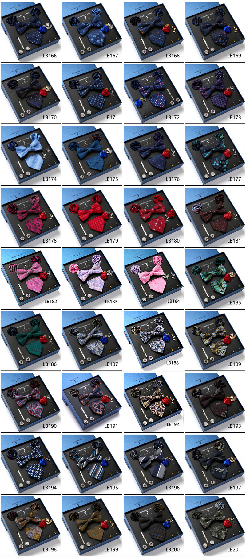Men's Ties & Handkerchiefs fashionable business solid color flower tie square scarf 8-piece combination set_voghion.com