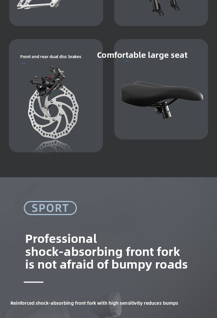 Bicicletta per bambini di età compresa tra 6-10-12-16 anni, bici da montagna con doppio freno a disco e velocità variabile per ragazzi e ragazze._voghion.com