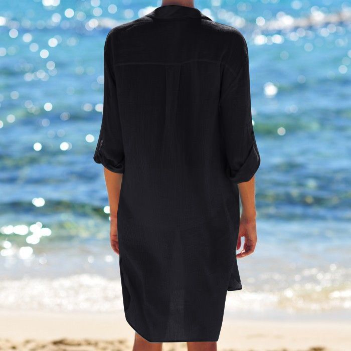 Frauen neue faltig tuch tasche taste strand vertuschung bikini hemd badeanzug strickjacke weibliche_voghion.com