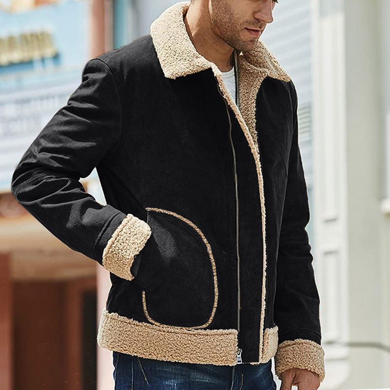 men's large size frosted velvet composite coat thick coat fur integrated_voghion.com