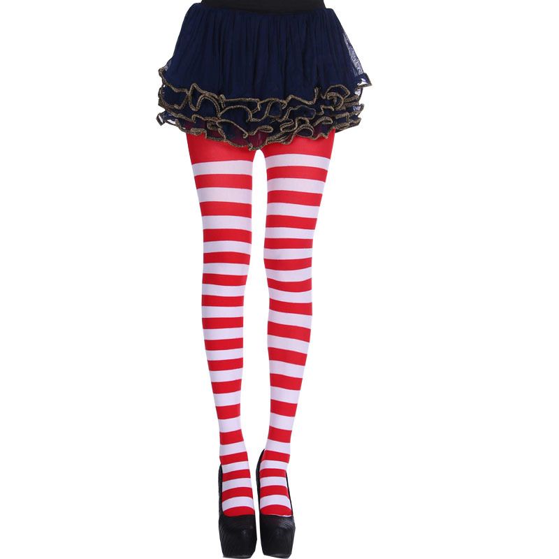 Cross Border Halloween Christmas Pantyhose Pantyhose Adult Party Costume Striped Pantyhose Multicolor Optional_voghion.com