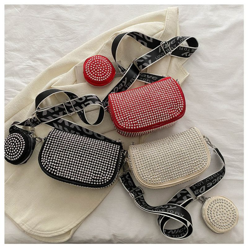 Modische Damentasche schlichten Strass-Intarsien, modieuze Umhängetasche mit een Schulter, trendy Handtasche für_voghion.com