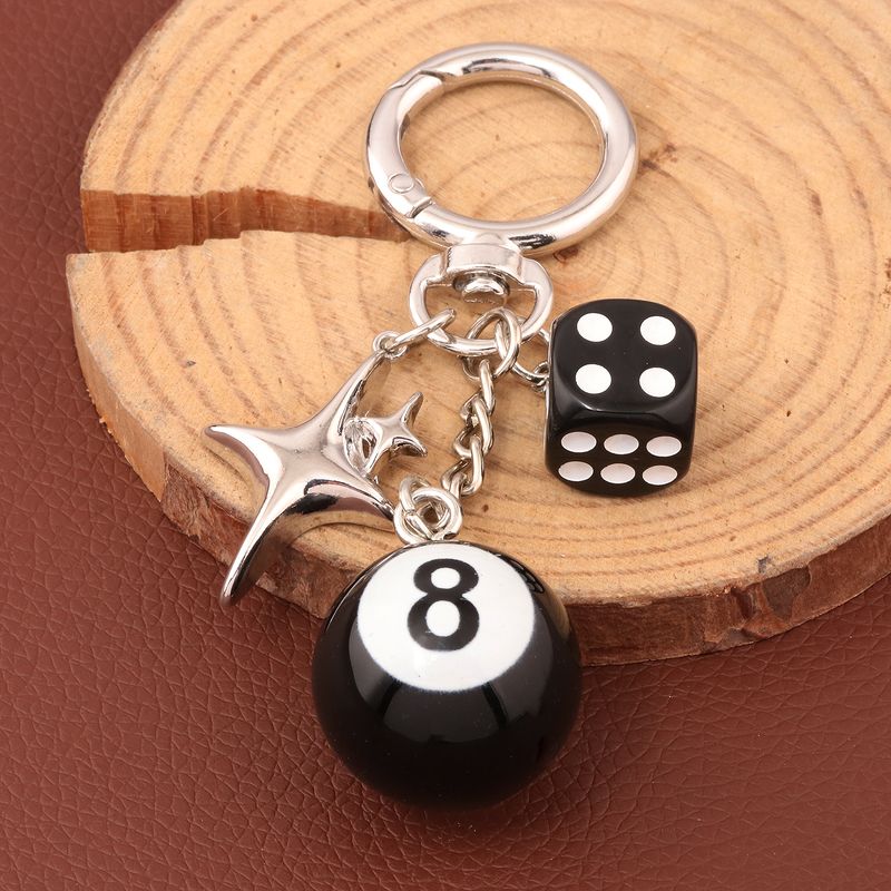 Punk Hiphop Black Dice No. 8 Billiards Keychain Y2K Pink Lucky Dice Starburst Pendant Bag Charms Hangings Ornament Accessories_voghion.com