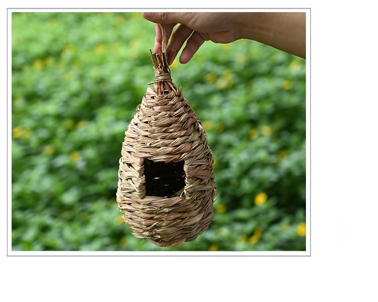 Hadmade Wove Hummigbird House Creative Bird Nest Hibiscus Grass Artificial Birdhouse Gardeig Hagig_voghion.com