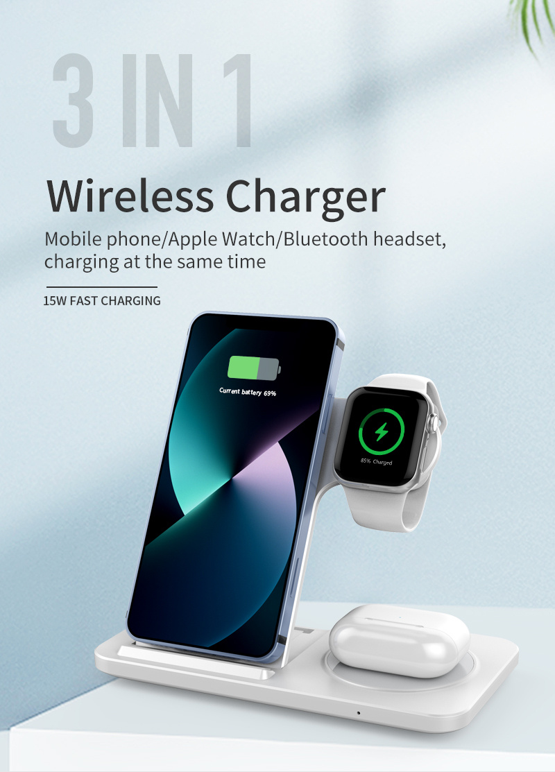 Vezeték nélküli töltőállomás, 3 az 1-ben összecsukható vezeték nélküli töltőállvány iPhone 14,13,12,11/Pro/Max/Mini/Plus, X,XR,_voghion.com