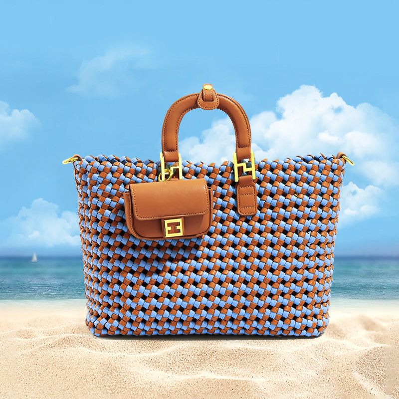 Håndvesker til kvinner, nye sommervevde handlevesker, enkle, uformelle skuldervesker, fasjonable og allsidige mor-og-barn-vesker, myntvesker._voghion.com