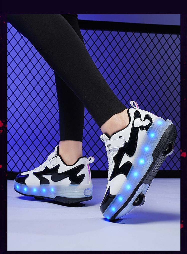 Running Shoes New Double Wheel Mia Mia Detachable Hidden Charging Children's Light Emitting Roller Skates_voghion.com