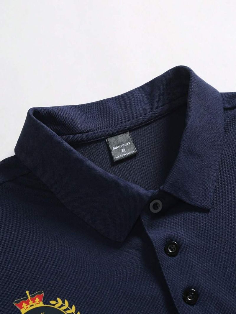 Herrenbekleidung Sommer Poloshirt mit drei Knöpfen Atmungsaktives Poloshirt mit gerader Schulter und lockeren Kurzarm_voghion.com