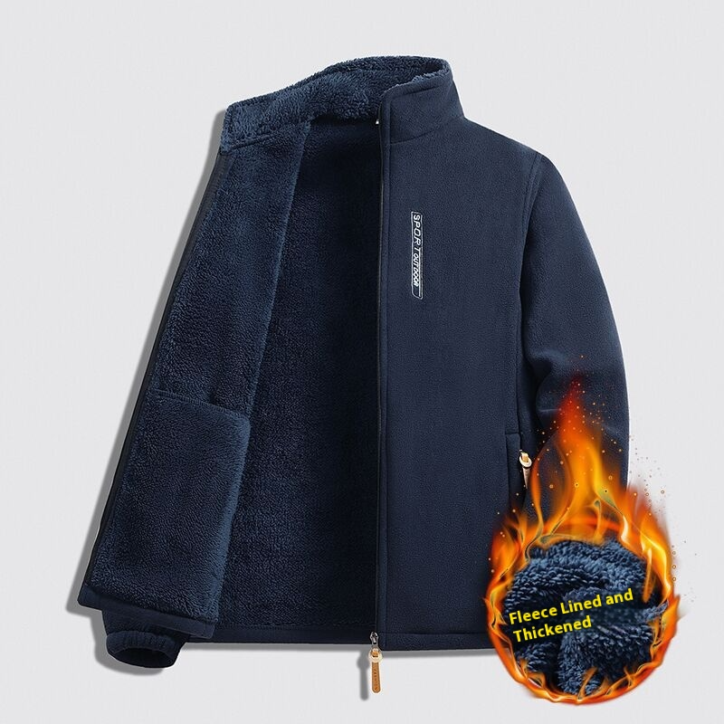 Giacca in pile da uomo, cardigan autunnale, maglione in pile, giacca termica ispessita in pile di agnello_voghion.com