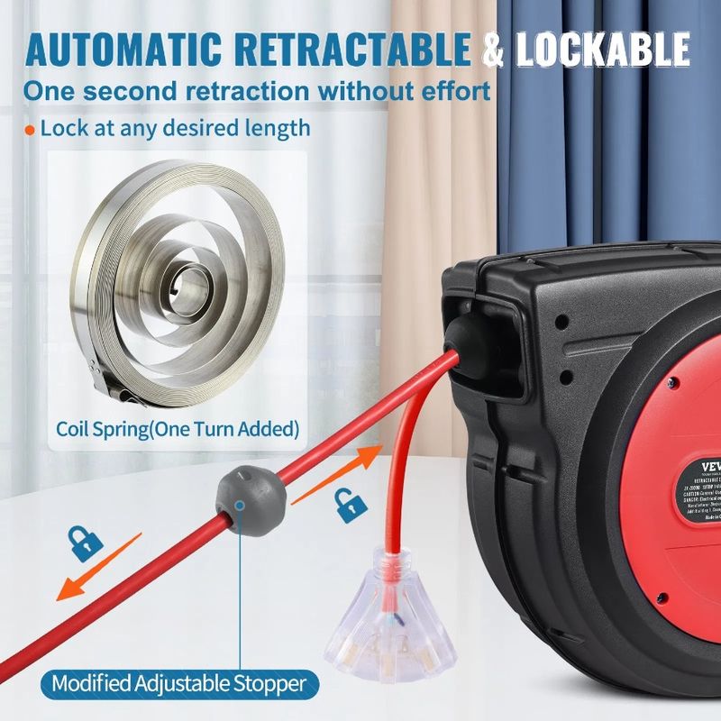 SJTOW Cord 14AWG Power Reel Retractable Cord 3C Extension 75FT Reel_voghion.com