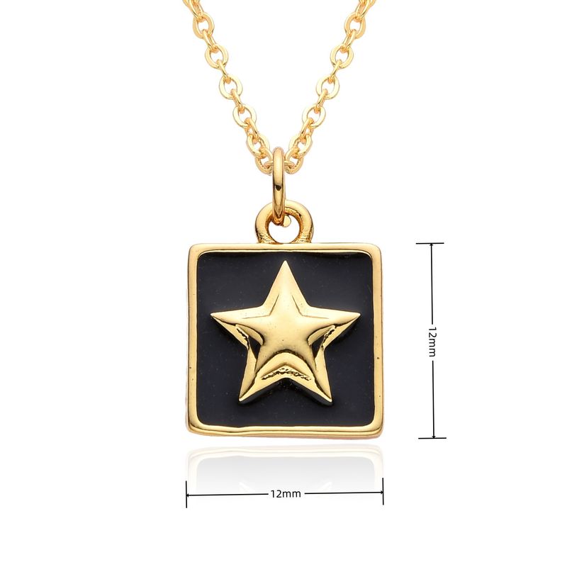 Hip Hop Stern Anhänger Halskette - 5-Punkt vergoldete Kupferkette mit Zirkonia, Urban Streetwear Schmuck für Männer_voghion.com