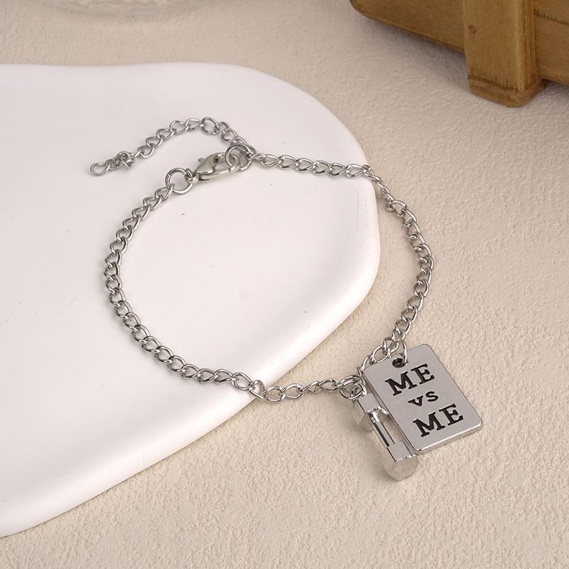 Neue koreanische INS Unisex Hip-Hop-Kette inspirierende Fitness Sie und ich Hantel Square Tag Armband Punk-Stil_voghion.com
