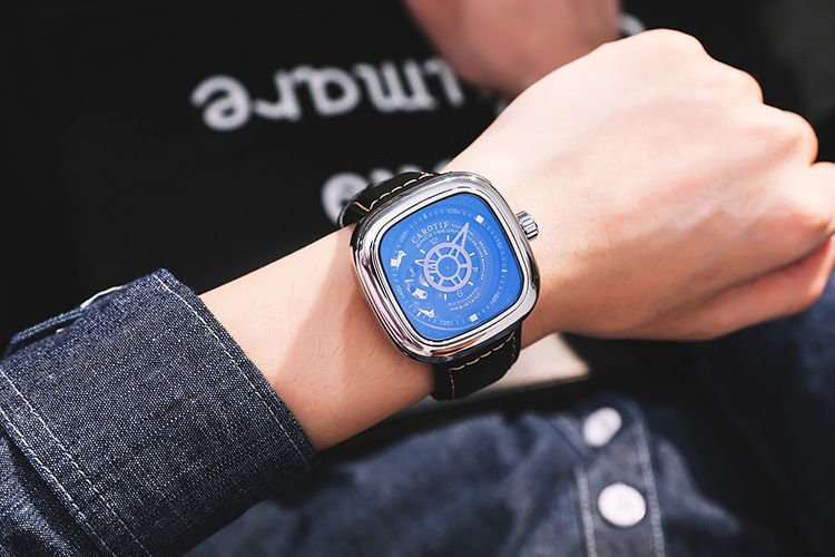 Skeleton Design Square Large Dial Automatic Mechanical Men's Watch_voghion.com