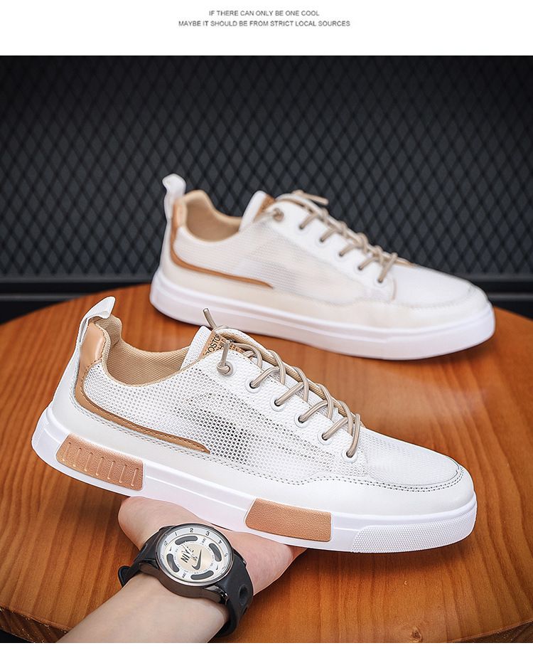 Sommer Atmungsaktives Mesh Canvas Herren Student Trendy Vielseitige weiße Schuhe Dicke Sohle Sport Casual Sneakers Herren_voghion.com