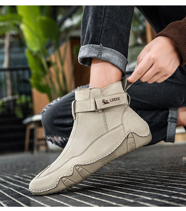 Stivali Martin da uomo in stile retrò, in pelle, di grandi dimensioni, alti, resistenti all'usura, scarpe casual da esterno_voghion.com