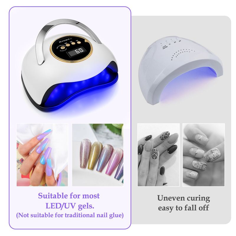 YEVYO 180W UV LED Nail Lamp With 3 Timers And Automatic Sensor Professional Nail Light - White_voghion.com