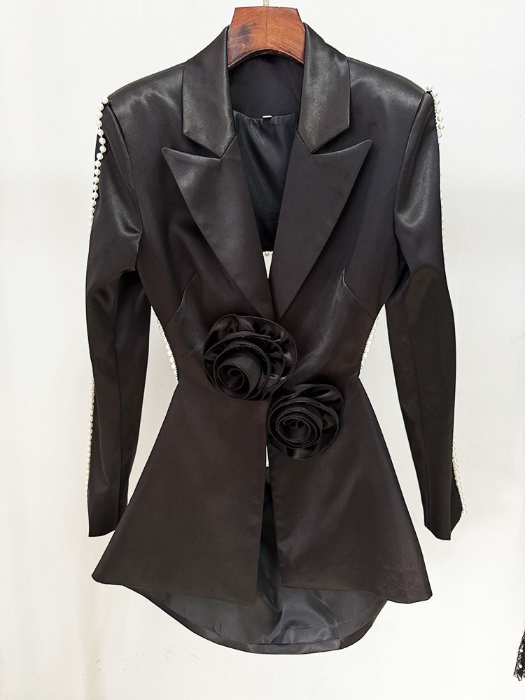 K Nouveau costume de fleur tridimensionnelle de perles creuses de mode; pantalon en maille de paillettes de perles._voghion.com