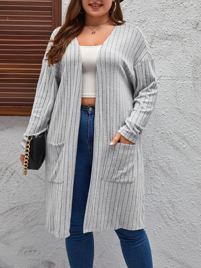 Spring And Autumn European And American New Large Size Casual Long Sleeved Cardigan Sweater Jacket Womenv_voghion.com