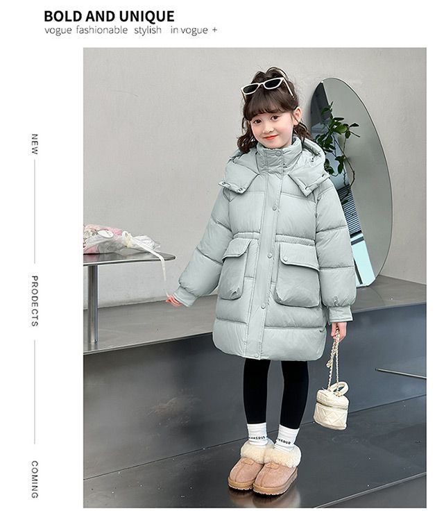 2025 Mädchen Mittellange Daunen-Baumwolljacke Außerhalb der Saison Ausverkauf Winter-Baumwollwattierte Jacke_voghion.com