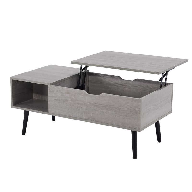39" Wood Lift Top Coffee Table With Hidden Compartment And Storage Shelf For Living Room, Reception Room, Grey_voghion.com