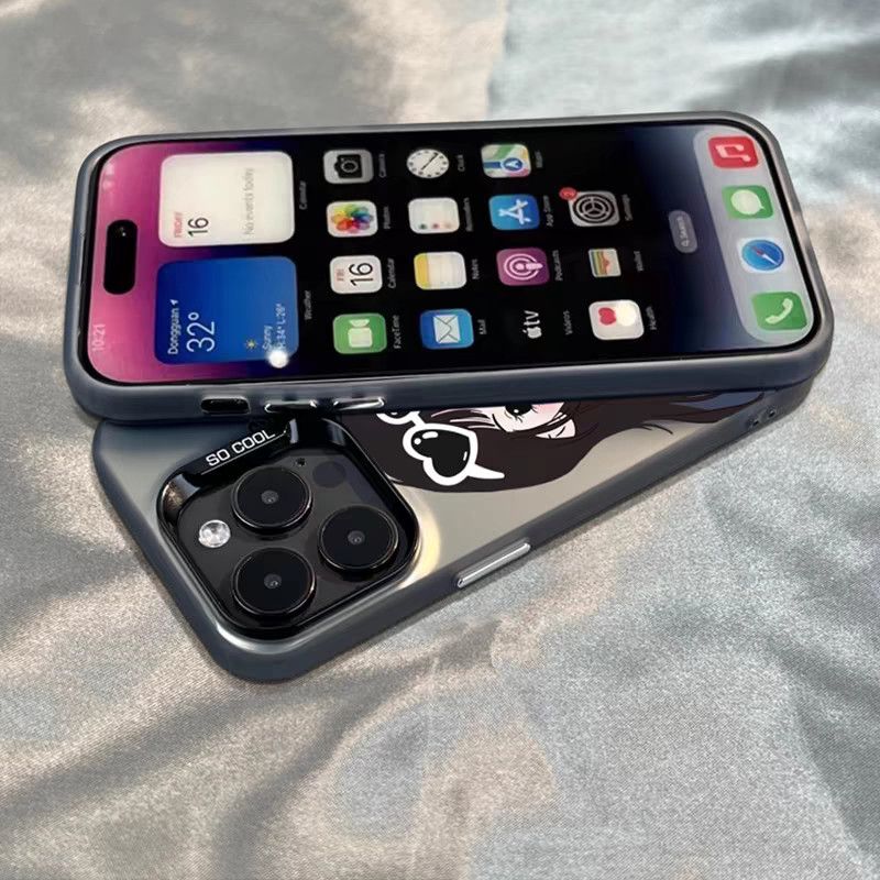 Bracelet de montre compatible avec iPhone 16 15 14 13 12 11 PRO MAX XR XS X 8 7 PLUS SE 2020 laserCouple mignon étui lisse à mains de ciseaux_voghion.com
