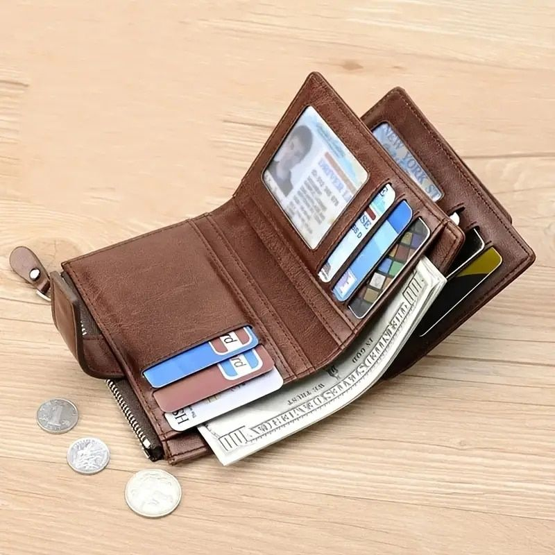 Erkek bozuk para cüzdanı RFID Engelleme Adam PU Deri Fermuar Kartvizitlik Para Çantası Cüzdan Erkek_voghion.com