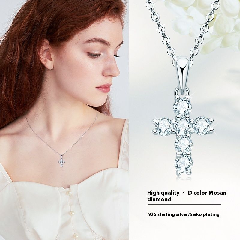 Classico ciondolo Mosan in argento puro placcato oro collana con croce alla moda_voghion.com