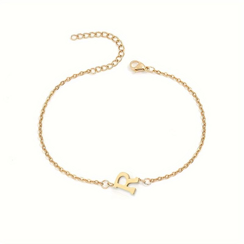 1pc Letter Shape Beads Thin Chain Bracelet, Simple Minimalist Hand Chain Unisex Jewelry Decoration_voghion.com