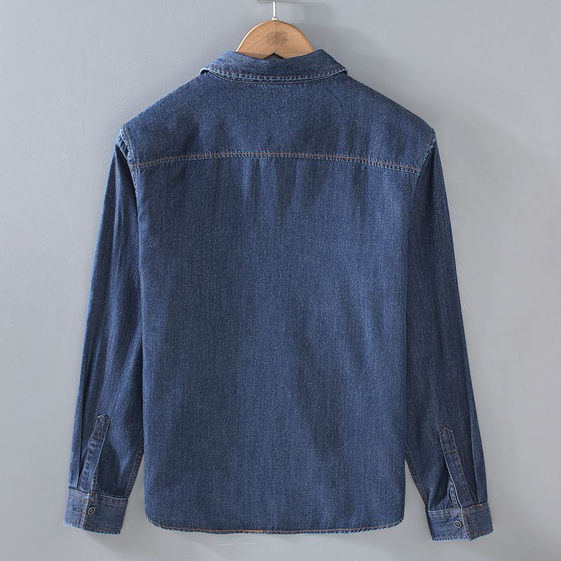 Camicia in denim da uomo a maniche lunghe, primavera e autunno, vintage, da lavoro, giacca casual da uomo_voghion.com