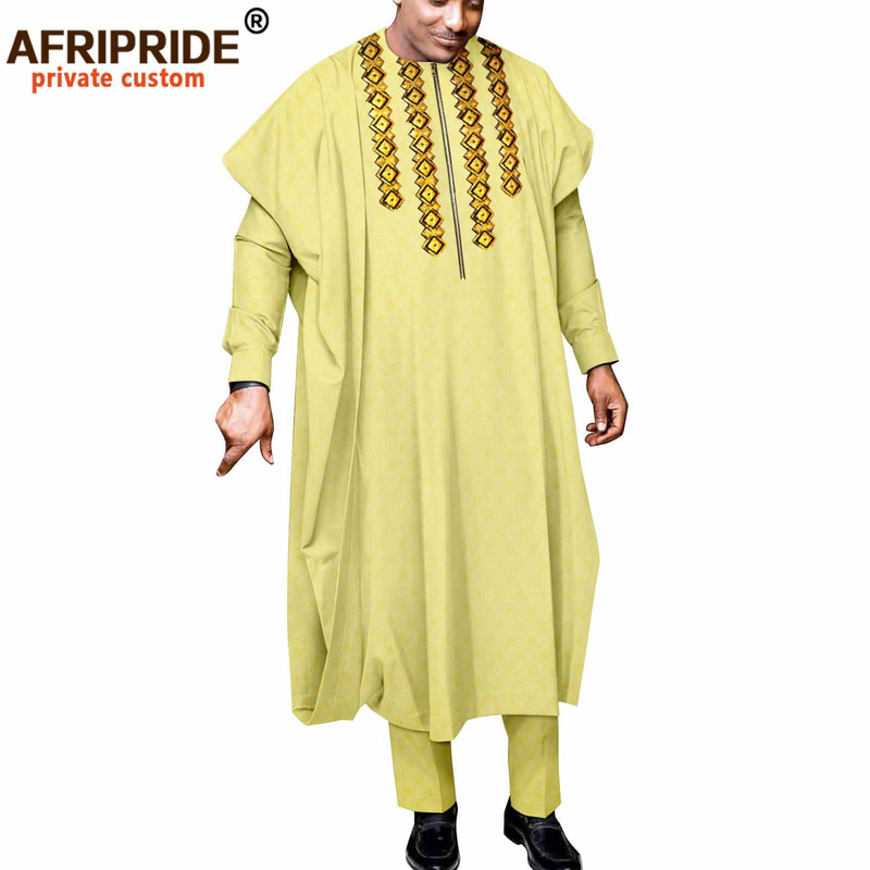 Männerkleeder Afrikanesch ethnesch eenfaarweg Kotteng Männer Casual Jackett + Hosen + Mantel_voghion.com