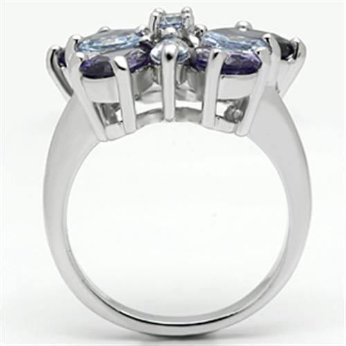 3W254 - Rhodium Brass Ring with AAA Grade CZ in Multi Color_voghion.com