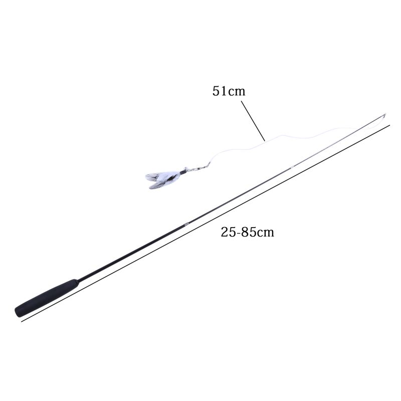 Cat Teaser Wands Three-section Telescopic Fishing Pole Wand Kitten Funny Catcher Teaser Stick Rod Interactive Stick Teaser Toys_voghion.com