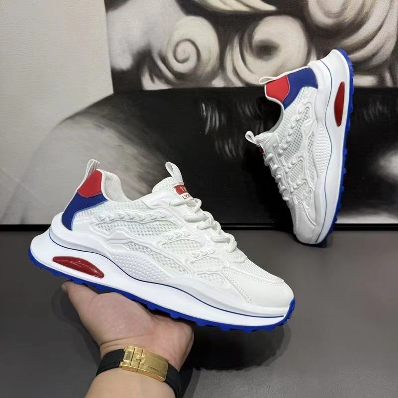 Sommer Neue atmungsaktive Mesh-Schuhe mit dicker Sohle, die die Höhe erhöhen, weiße leichte und vielseitige, lässige, trendige Papa-Schuhe_voghion.com