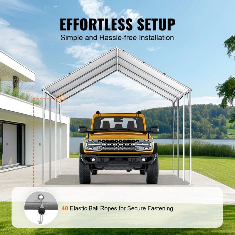 UV Top Carport 20 Ft Waterproof Protected, Shelter Easy X & Garage Replacement Installat Heavy-Duty Tent Tarp 10 Cover, Canopy_voghion.com