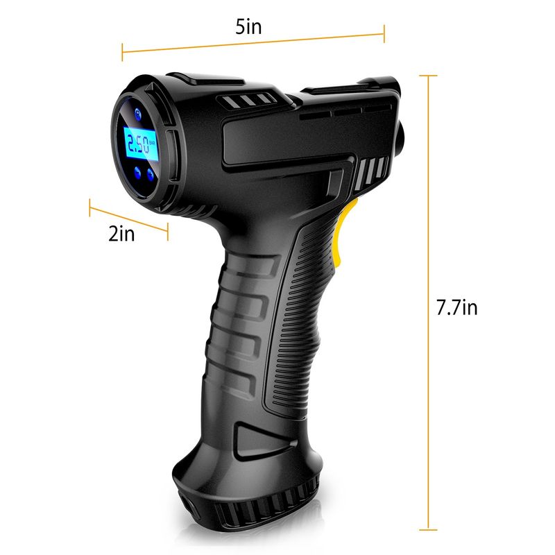 Portable Car Tire Inflator DC 12V Digital Car Air Pump Compressor Electric Air Pump with LED Light 150PSI_voghion.com