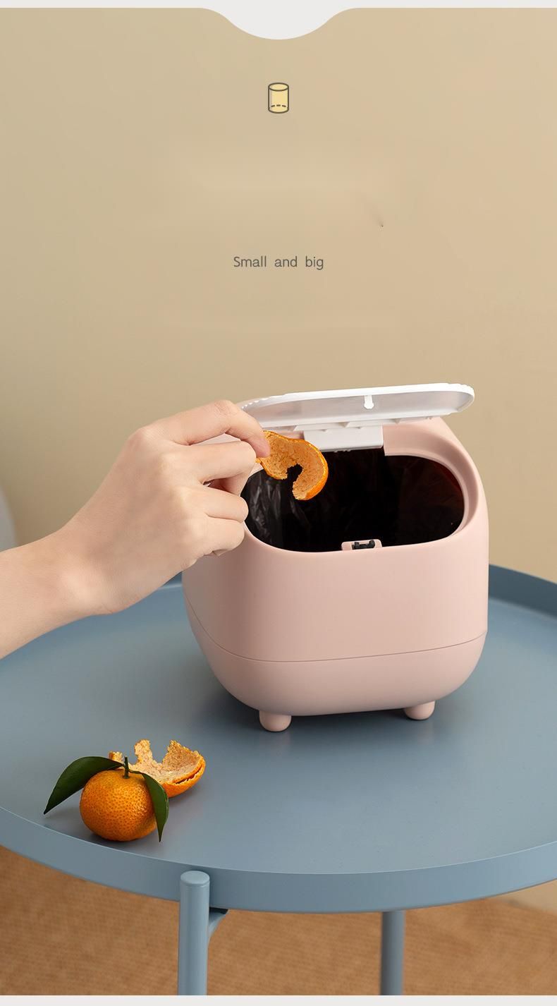 【100 peças para casa nova】Lixeira de mesa Ninja para escritório com tampa e mini lixeira de armazenamento tipo prensa_voghion.com