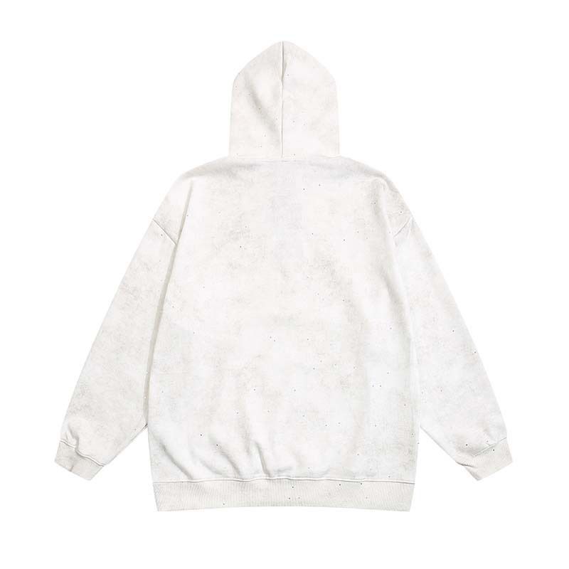 Felpa con cappuccio da uomo con stampa glitterata e lettere in metallo, stile street hip hop, ampia e versatile_voghion.com