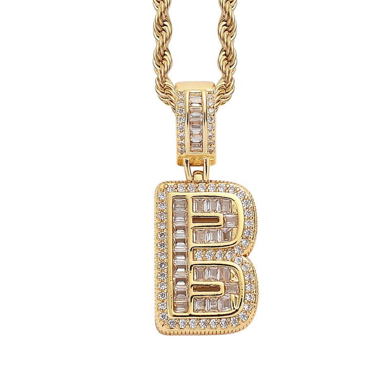 Collana hip hop rock sugar square zirconio ciondolo lettera inglese moda hip hop uomo e donna lettera collana personalità alla moda_voghion.com