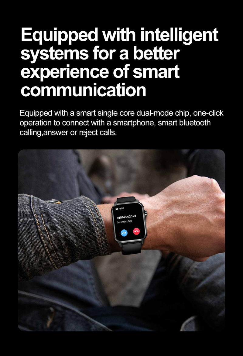 Montre connectée TG08, 1,85" pour hommes et femmes (répondre/passer des appels), tracker Fiess avec plus de 100 modes sport, étanche_voghion.com
