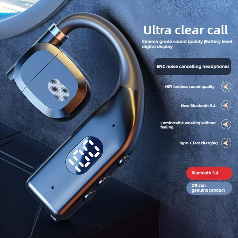 Earhooks Wireless Bluetooth 5.4 Headphones Gaming Sports Headset HiFi Stereo Noise Reduction Earbuds Earphone With Microphone_voghion.com