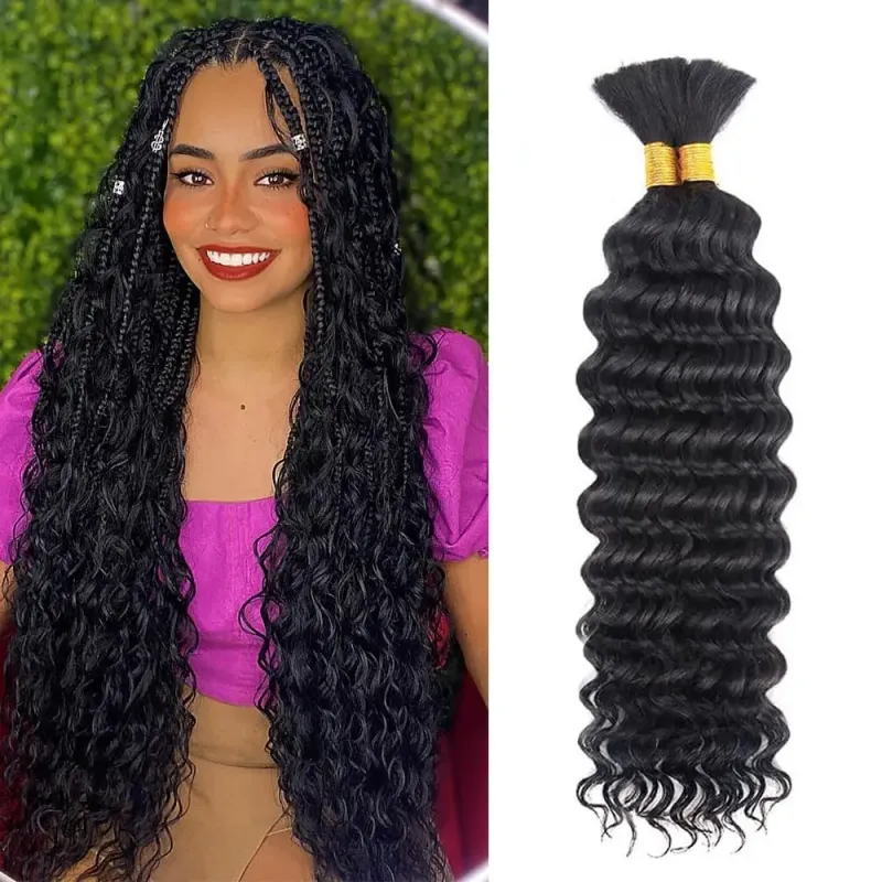Deep Wave Hair Bulk Human Hair For Braiding Wet Wavy No Weft Braids Extensions Indian_voghion.com