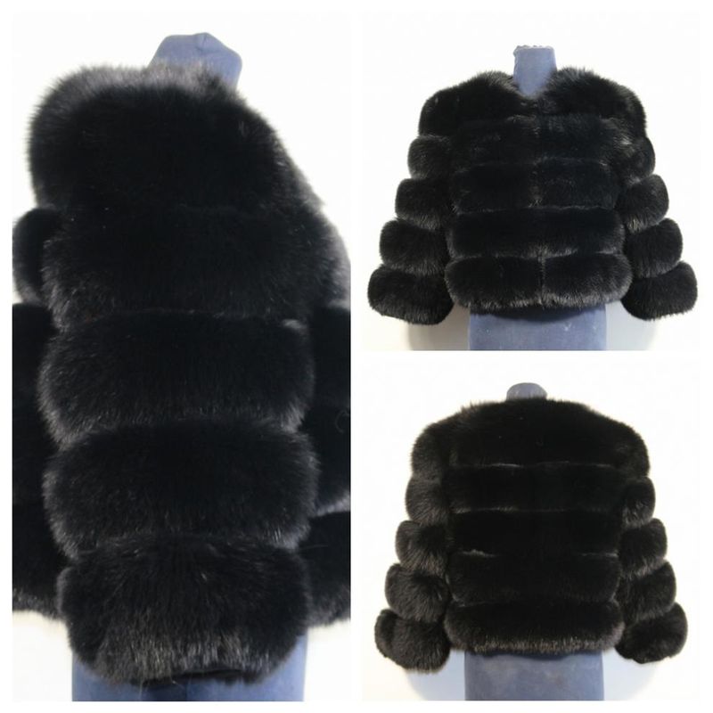 Luxury Fox Fur Coat Women's Winter Fashion Outerwear Short Jacket With Natural Fox Fur Trim, Elegant And Warm, Multiple Colors Available_voghion.com