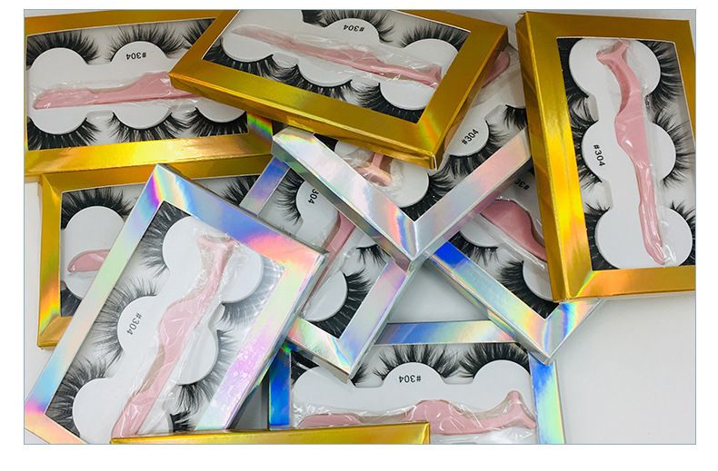 Fransförlängningsset 3 par lösögonfransar med pincett Flerlagers förtjockade ögonfransar lockar naturligt kladdiga ögonfransar_voghion.com