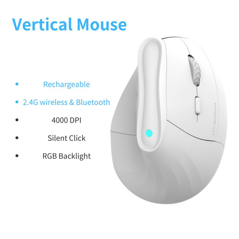 Straight Hair Rechargeable Ergonomic Vertical Office Upright Wireless Dual Mode Mouse_voghion.com