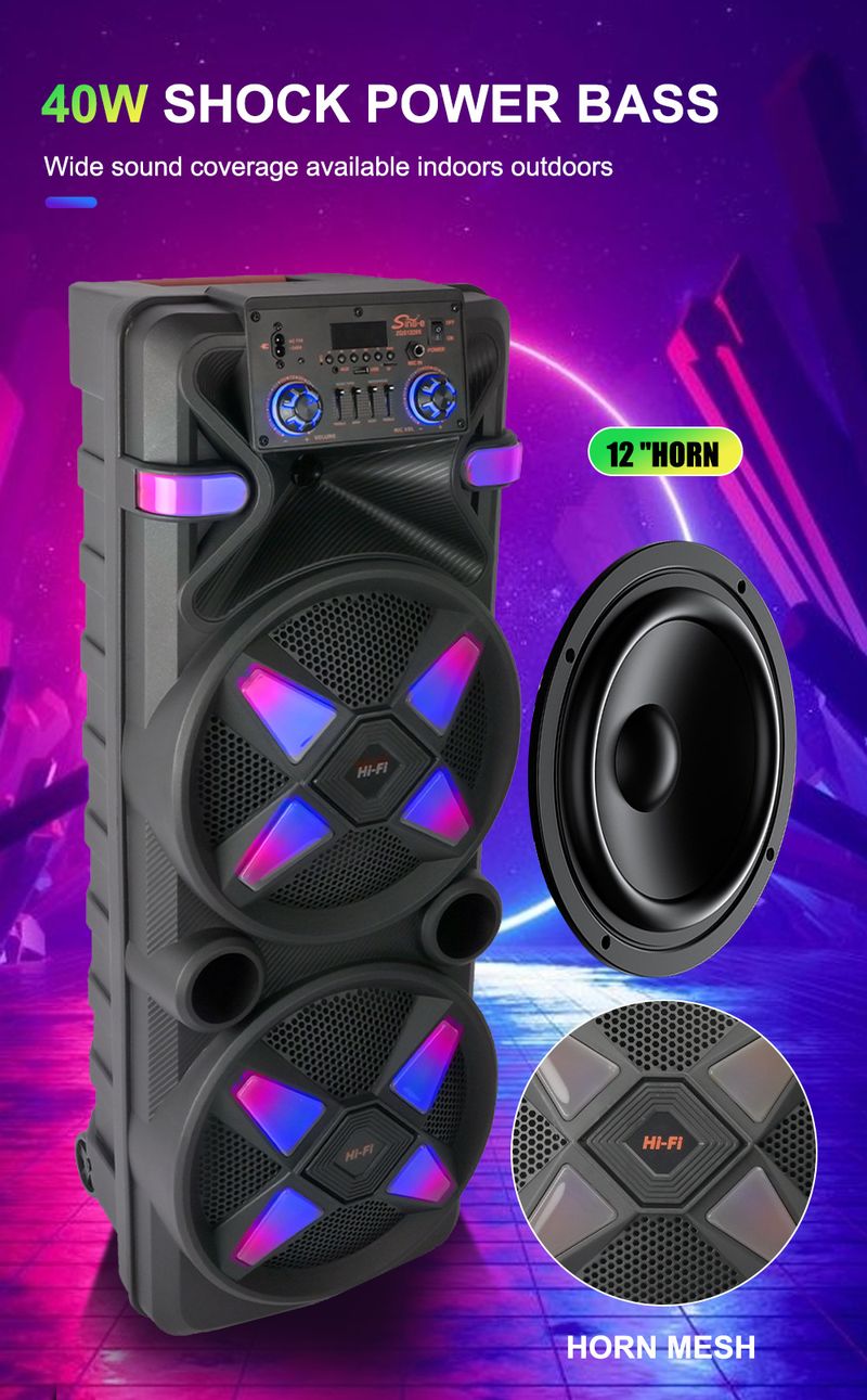 ZQS12205 Doppi altoparlanti Bluetooth ad alta potenza da 12 pollici, luci colorate, altoparlanti ad alto volume per esterni_voghion.com