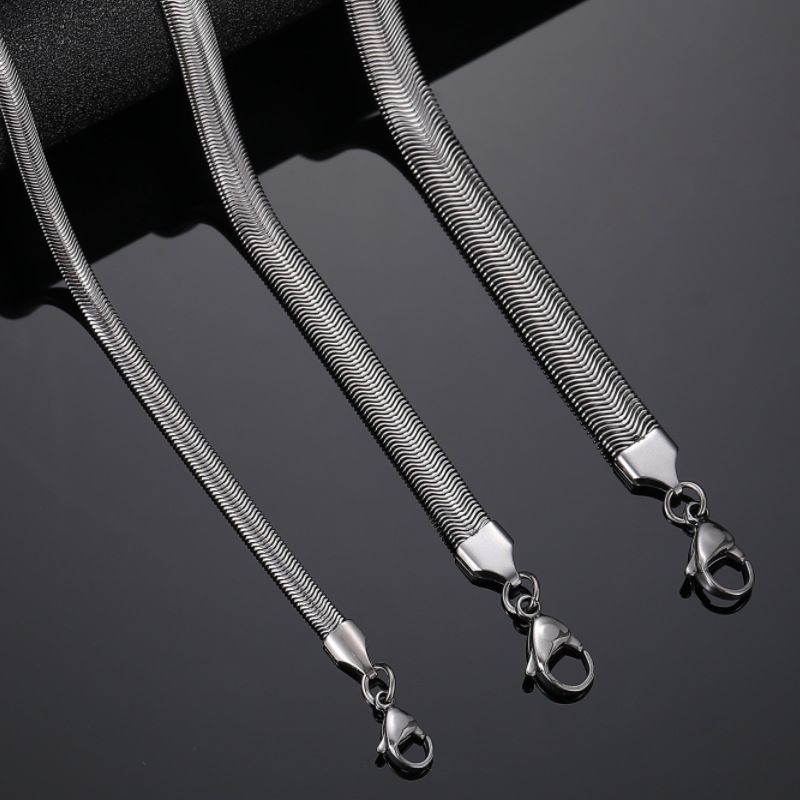 New Ins Cool Trend Cold Style Hip Hop Cool Titanium Steel Chain Personality Jewelry Wide Soft Snake Bone Chain_voghion.com