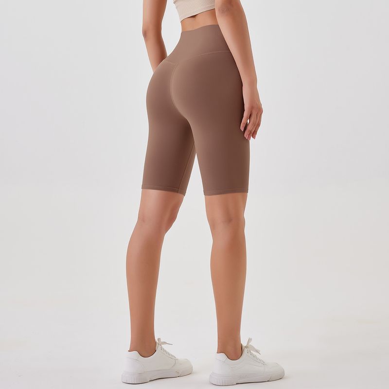 Women's Clothing double-sided brushed yoga shorts without embarrassing lines, buttocks lifting and abdominal control sports running fitness pants_voghion.com