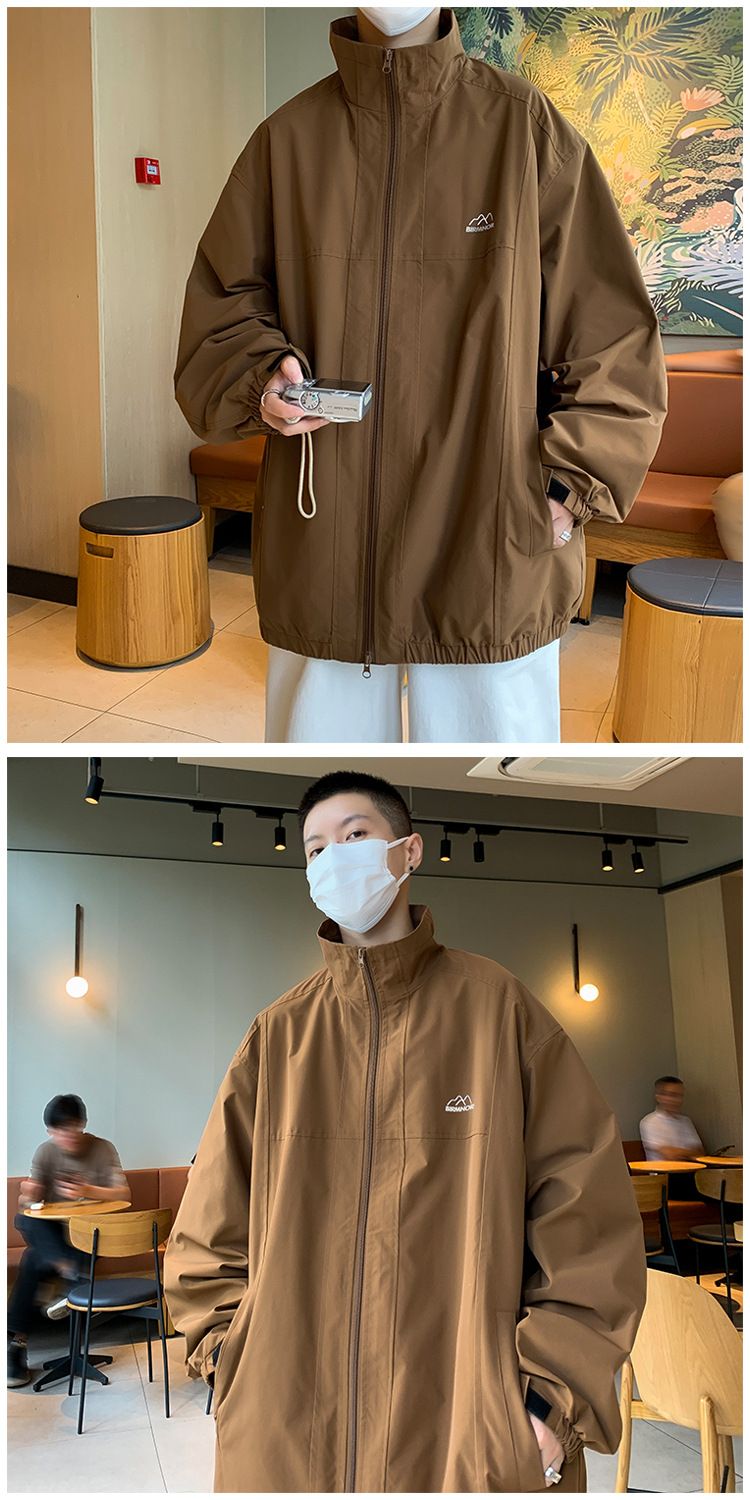 Windbreaker-Jacke im Mountain-Style für Herren – Leichter, wasserdichter Wandermantel mit Stehkragen und Multi-Taschen-Design (M-3XL, knitterfrei)_voghion.com