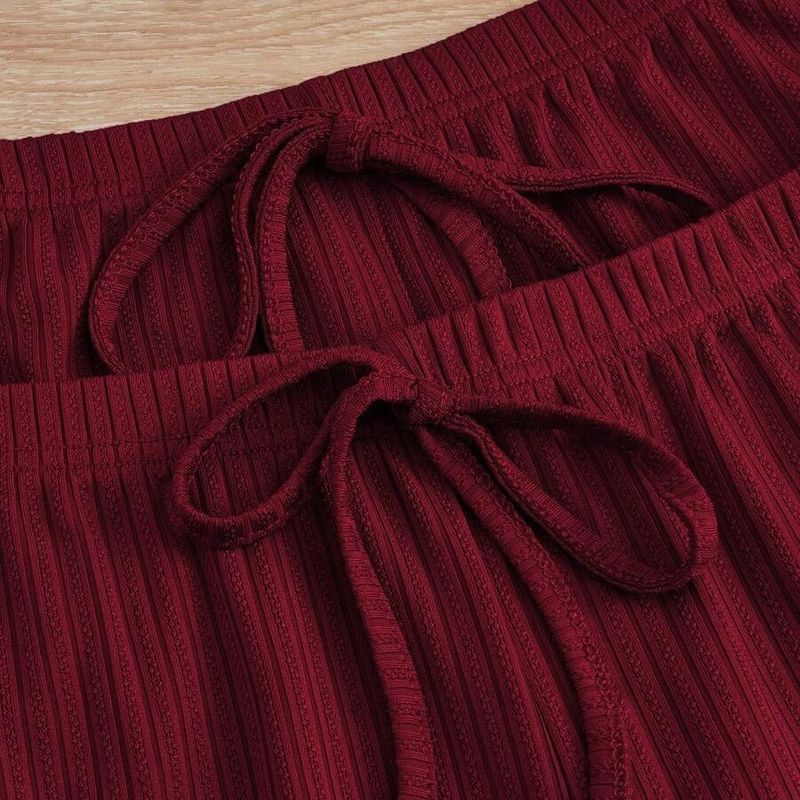 ChicShe Dreiteiler-Set aus europäischem und amerikanischem Cross-Border-Trade-Spitzenbesatz, gerippter Weste und langer Hose, schmal geschnitten_voghion.com