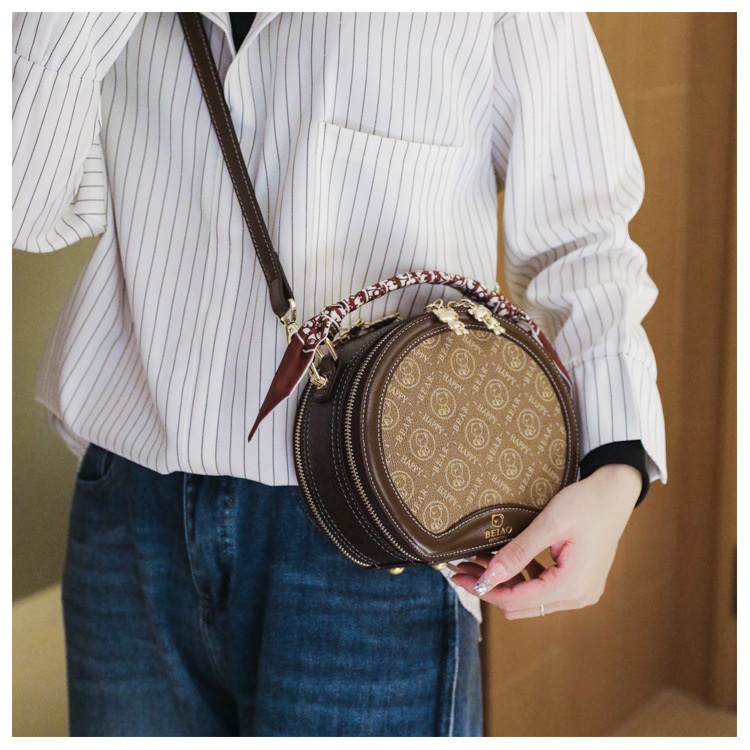 Borsa per torta rotonda Borsa a tracolla diagonale da donna piccola borsa rotonda Borsa moda autunno e inverno_voghion.com